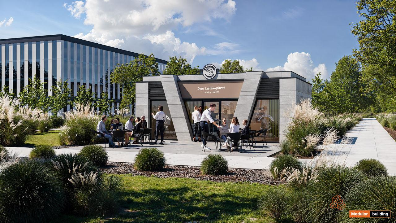 Modułowy pawilon gastronomiczny 72 m² — realizacja M&W Construction