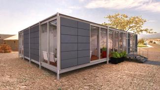 GLASS 150m2 , Elewacja obiektu wykonana ze szkła i ozdobnych elementów stalowych.