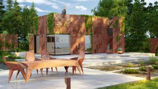 Pawilon z tarasem CORTEN - wizualizacja - 2