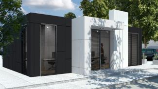 Modular service office, ZEZ PRO 60m2 - visualisation - 3